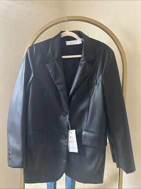 Bershka Black Faux Leather Blazer